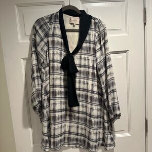Charles Henry Black and White Plaid Mini Dress